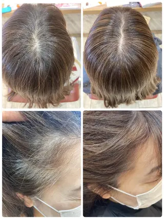 セミロング カラー あやか 白髪ぼかしハイライトのヘアスタイル