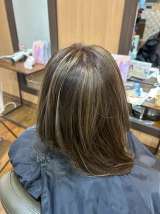 ミディアム カラー 浅香山✨美髪✨ やまもとあきこのヘアスタイル