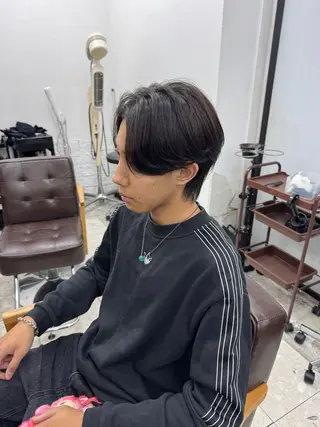 ミディアム パーマ ハイライト&曲がる 縮毛矯正特化 玉置のヘアスタイル