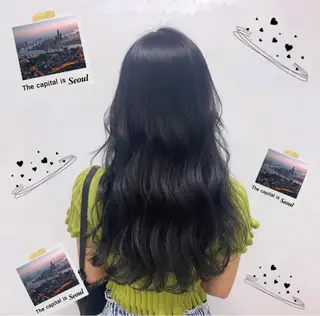 ロング カラー パーマ ヘアアレンジ メンズ キッズ 上品＆韓国風 🥀海心🥀のヘアスタイル