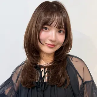 セミロング カラー 顔周りレイヤー꙳⋆ ミディアム⌇SAKIのヘアスタイル