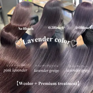セミロング カラー ヘアアレンジ 🤍淡色ピンク&ラベ ンダーYUKI🤍のヘアスタイル