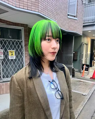 ミディアム カラー 菊地 このはのヘアスタイル