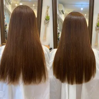 ロング 天神最安値エクステ カラーレイヤーカットのヘアスタイル