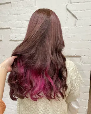 ロング カラー 【ピンク/韓国ヘア/ ヘアセット】亜海のヘアスタイル
