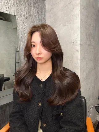ロング カラー パーマ ヘアアレンジ メンズ キッズ ネイル マツエク・マツパ アイブロウ レイヤー/顔周り 韓国ヘア森田和貴のヘアスタイル