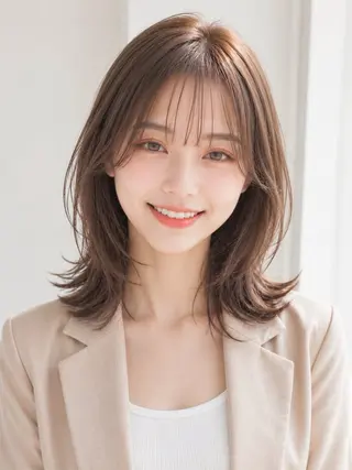 ミディアム カラー 西野 美桜のヘアスタイル