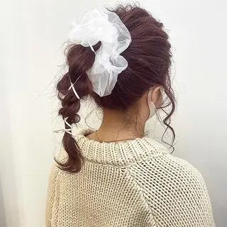 セミロング カラー ヘアアレンジ 🌼 アユカのヘアスタイル
