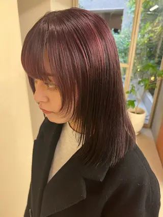 ミディアム カラー kento レイヤーカットのヘアスタイル