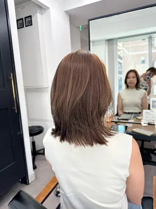 ミディアム カラー パーマ ヘアアレンジ メンズ キッズ 🤍レイヤーカット/ 透明感カラー🤍のヘアスタイル