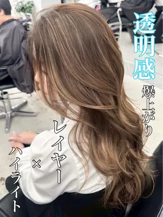 ロング カラー ハイライト/レイヤー 河原町/Manatoのヘアスタイル
