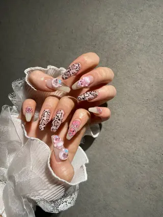 ネイル I-nailロング /ワンホン/キラキラのネイルデザイン