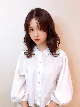 ミディアム カラー パーマ ヘアアレンジ 永野 良一のヘアスタイル