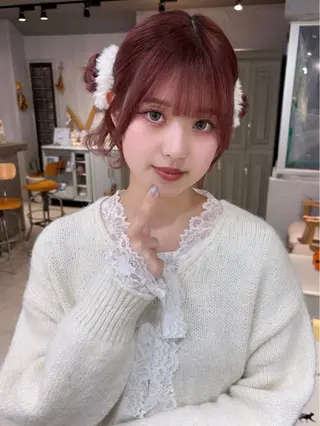 ロング ヘアアレンジ 無料カットモデル💞 ピンク💞みどりのヘアスタイル