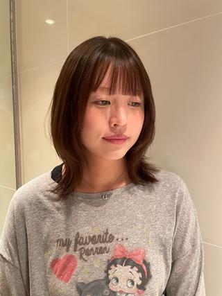 ミディアム カラー パーマ レイヤー/縮毛矯正 🪄chihiroのヘアスタイル