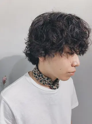 ショート パーマ メンズ ボブパーマコテ巻き風 パーマNo1深江秀平のヘアスタイル