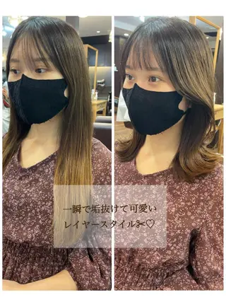 ミディアム レイヤーカット、 大人可愛い　中村美羅のヘアスタイル