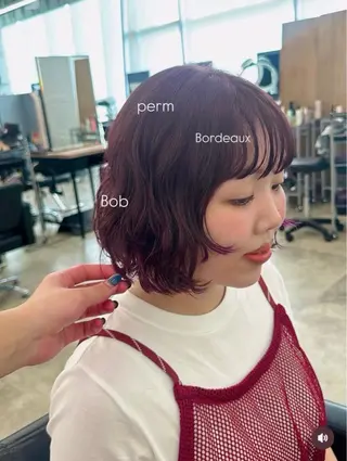 ショート カラー パーマ 暖色/ブリーチカラー 🍊 yu-na.のヘアスタイル