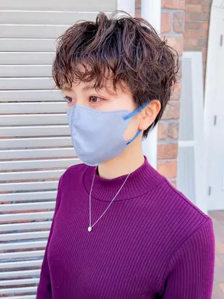 ショート パーマ YURAGI🤍 SAEのヘアスタイル