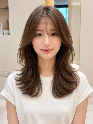 セミロング カラー 韓国風ヘア✻透明感 カラー✻yukaのヘアスタイル
