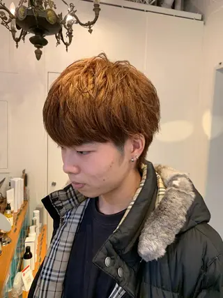 ミディアム カラー メンズ グランジヘア 無造作ヘアHYUGAのヘアスタイル