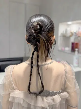 セミロング ヘアアレンジ 🐈⬛カチモリ/暖 色/𝐌𝐢𝐤𝐮のヘアスタイル