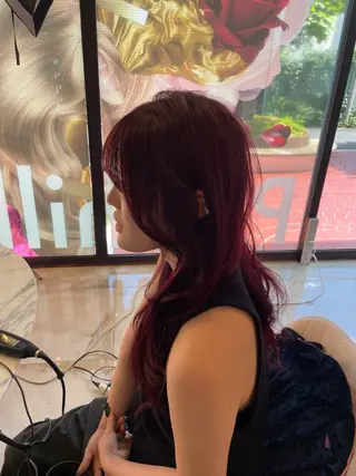 ロング カラー ヘアアレンジ ユウナ ︎︎ MIRRORのマツエク・マツパデザイン