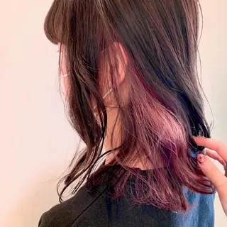 セミロング カラー 暖色/ブリーチカラー 🎀 M i k uのヘアスタイル