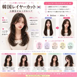 セミロング 髪質改善🧚レイヤー 🩵ワンホン/岡山駅のヘアスタイル