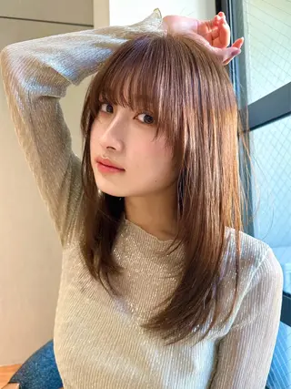 ミディアム カラー パーマ kazuki【顔周り ×レイヤーカット】のヘアスタイル