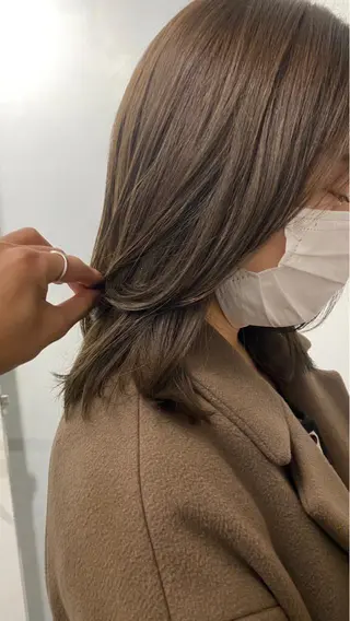 ミディアム カラー パーマ ヘアアレンジ ツヤ髪 /髪質改善 松岡将太郎のヘアスタイル