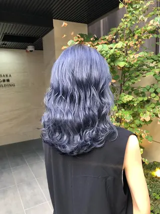 セミロング カラー ブリーチ特化 梅田本多翔のヘアスタイル