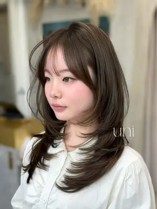 セミロング セジュン 韓国レイヤー/顔周りのヘアスタイル