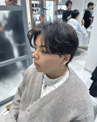 ミディアム 池田 健汰のヘアスタイル
