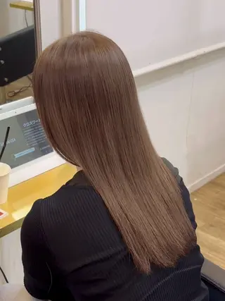 セミロング カラー ブリーチなしベージュ 特化 松村 茶屋町のヘアスタイル