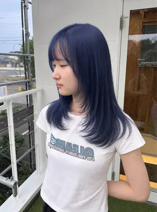 セミロング 🍀ブリーチ屋さん/ 顔まわりカットあずみのヘアスタイル