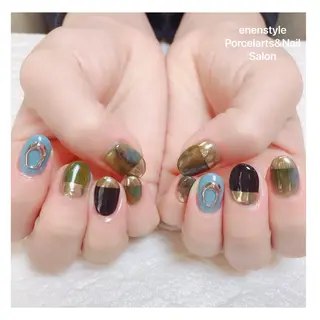 ミディアム ネイル 🐾enen style 🐾のネイルデザイン
