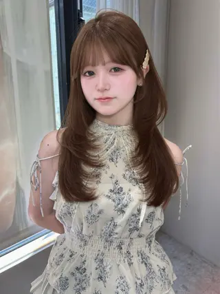 セミロング カラー うるツヤ♡顔周り Satsuki୨୧のヘアスタイル