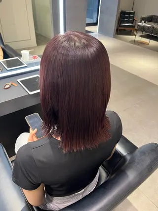 ミディアム カラー KAREN(ému) 伏見/カットモデルのヘアスタイル