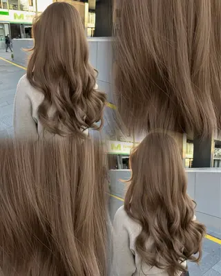 ロング カラー 🧸レイヤー× ベージュ🥯カホ🍯のヘアスタイル