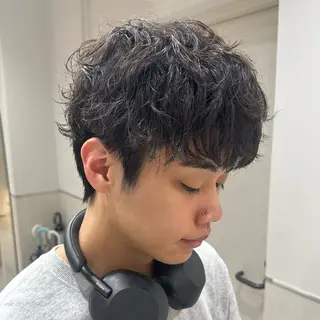 パーマ メンズ 曲がる縮毛矯正/メン ズカット髪質改善のヘアスタイル