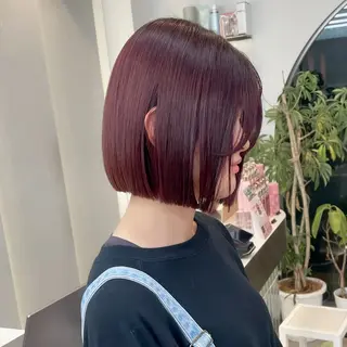 ショート カラー 縮毛矯正/ストンボブ Wカラー💎ヒデジのヘアスタイル