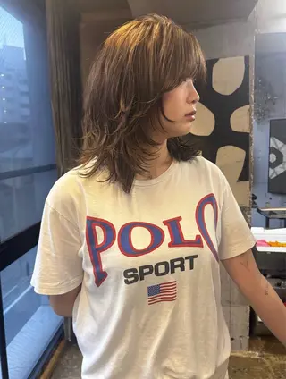 セミロング カラー YOKO/パーマ レイヤーカットのヘアスタイル