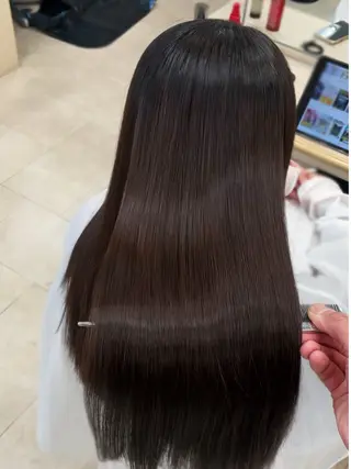 ロング シャドウパーマ／骨格 矯正カット　トモキのヘアスタイル