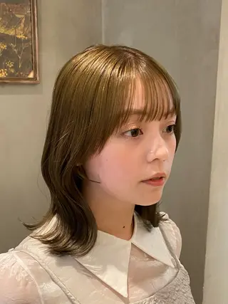 セミロング 新宿/顔周りカット +レイヤー=しずく♩のヘアスタイル