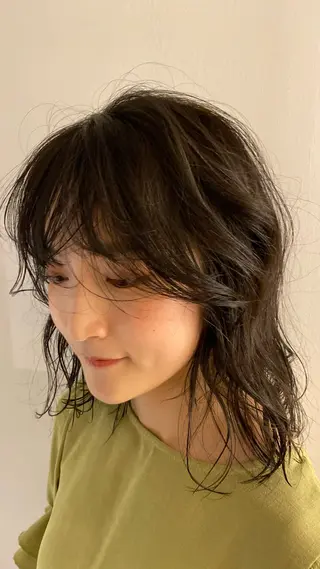 ミディアム カラー パーマ レイヤーカット パーマ/髪質改善のヘアスタイル