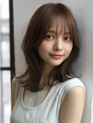 ミディアム カラー 井ノ川 真奈美のヘアスタイル