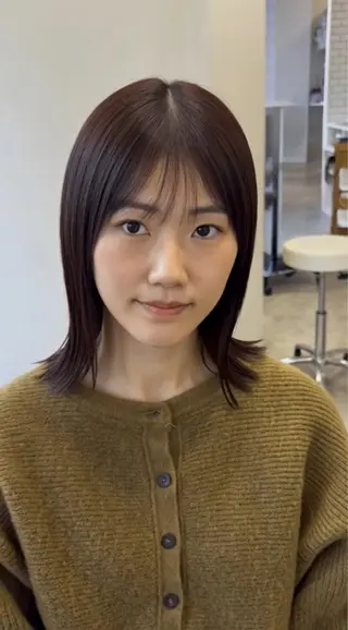 セミロング カラー 髪質改善、癖毛直し 縮毛矯正が得意のヘアスタイル