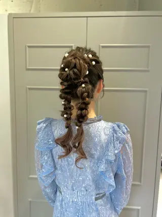 ヘアアレンジ ボブパーマ/レイヤー /透明感カラーのヘアスタイル
