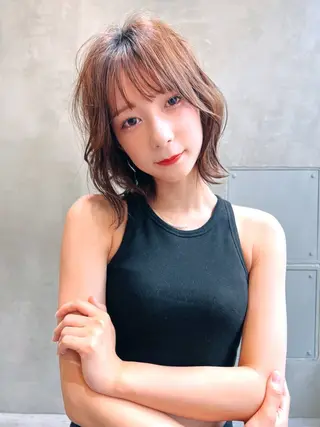 ミディアム カラー 艶髪/韓国ヘア🎀 Kanon︎︎⁺.のヘアスタイル
